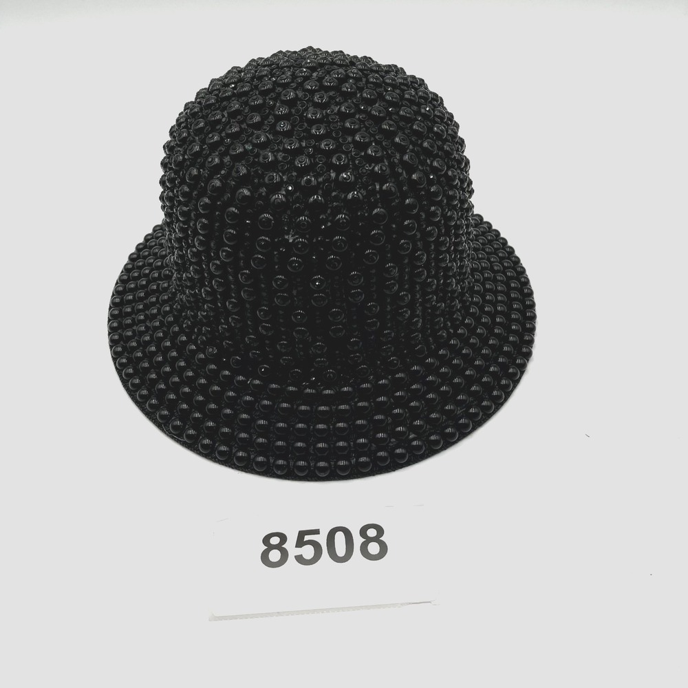 Encour Collection Bucket Cap Womens One Size Black Paper Beaded Cloche Casual